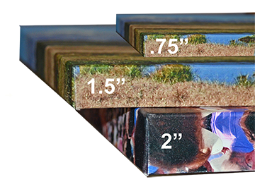 .75″, 1.5″, 2″ Canvas Wrap Thickness
