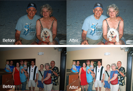 Negative scan before and after color enhancement